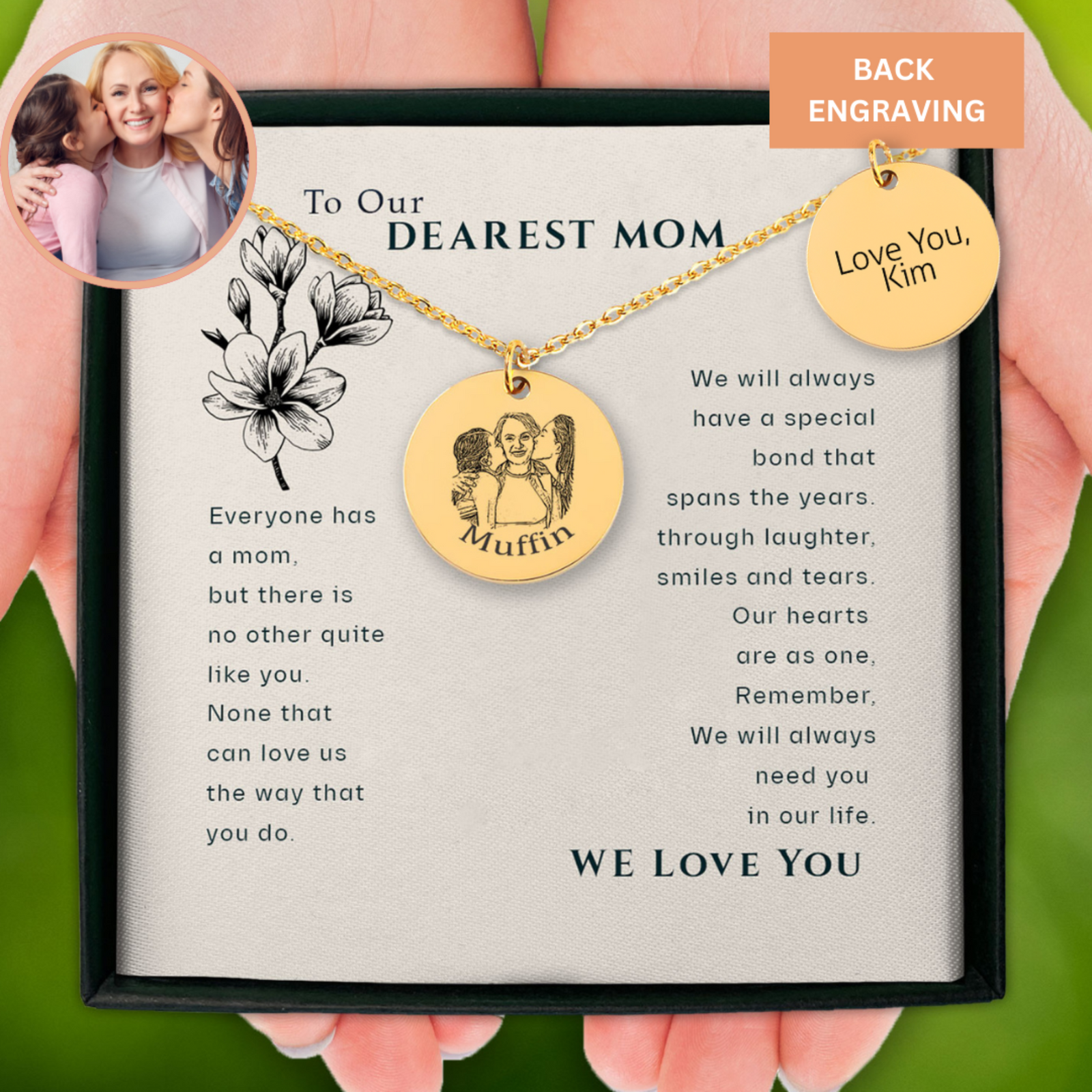 Gift for Mom from Daughter, Gift for Mom from Son, Family Portrait Necklace Gift, Mother’s Day GIft