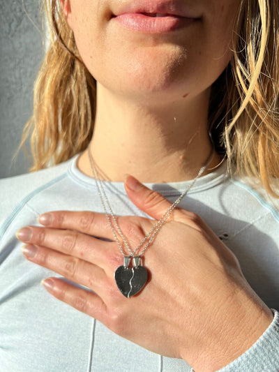 Ride Or Die Necklace Set for Two, Split Heart Best Friend Necklace to Share, Layering necklace