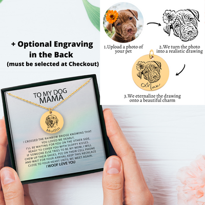 Pet Portrait To My Dog Mama Personalized Memorial Pet Portrait Keychain | Rainbow Bridge Dog Keychain | Loss of Dog Memorial Gift | Dog Loss Gift | Pet KeychainKeychain