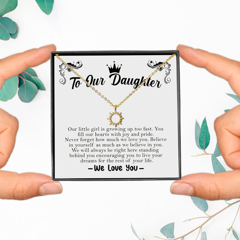 To Our Daughter, Love Mom & Dad Sun Necklace | Christmas Gift For Our Daughter | Daughter Gift from Mom and Dad | Cute Sun Pendant for Her