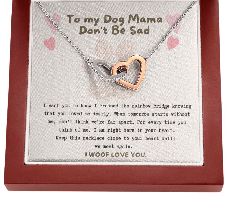 To My Dog Mama, Don't Be Sad Heart Necklace | Loss of Dog memorial | Dog loss gifts | Rainbow Bridge Dog | Pet sympathy gift