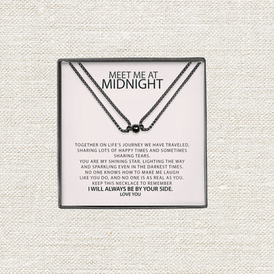 Meet Me At Midnight Discoball Magnetic Necklace Set, Magnetic Necklace Gift for Best Friend, Matching Lover Necklace, 2 pcs Couple Necklace