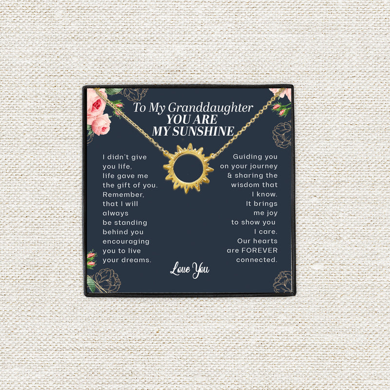 To My Granddaughter You Are My Sunshine Sun Pendant, Gift From Grandmother, Dainty Sun Necklace, Grandma and Granddaughter, Gif for Her