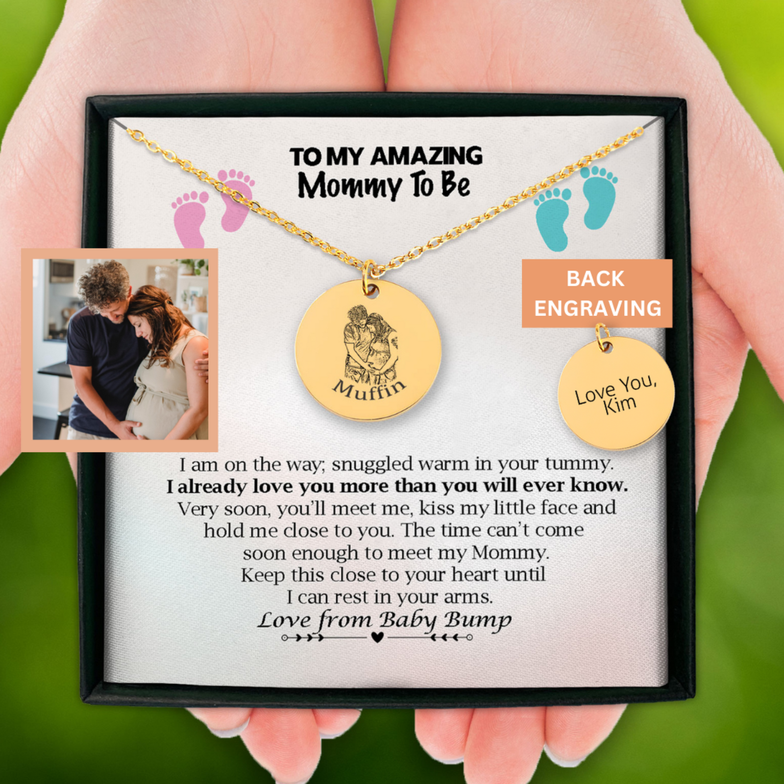 Custom Pregnancy Gift Necklace from Baby Bump, Pregnant Mom Portrait, Photo Upload Mom To Be Portrait, Mothers Day Gift, Soon To Be Mom Gift