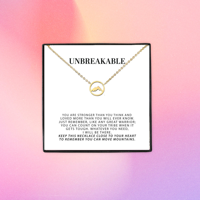 Unbreakable Strength Move Mountains Necklace | Motivation Move Mountains Strong Woman | Get Well Soon Care Package