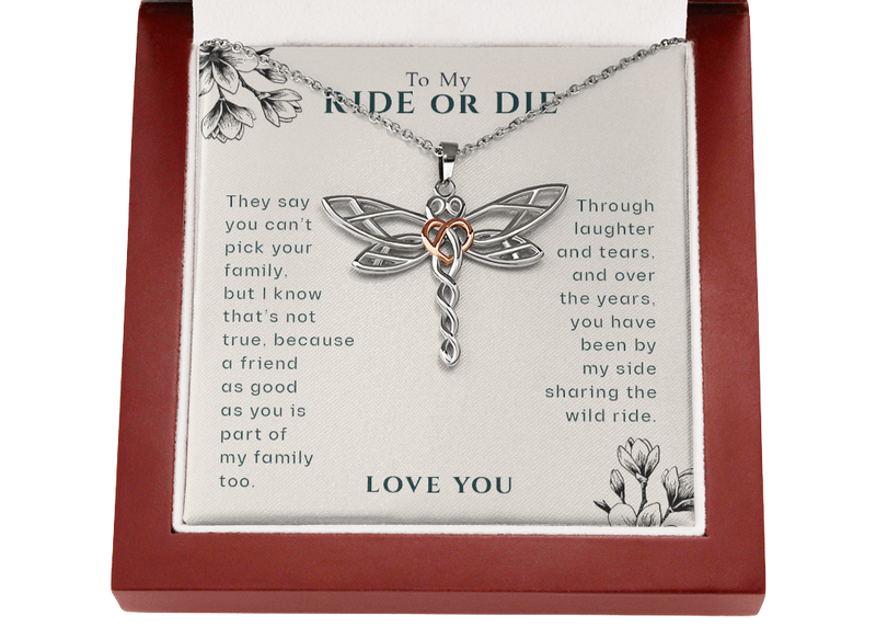 To My Ride Or Die Best Friend Dragonfly Necklace | Best Friend Necklace, Best Friends Forever