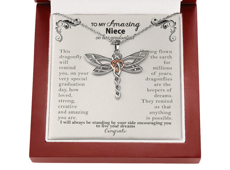 To my Amazing Niece on her Graduation Day Dragonfly Necklace Gift| Gift from Aunt|  Gift from Aunt to Niece on Graduation