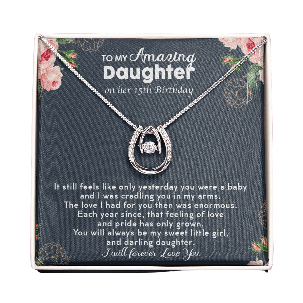 To My Amazing Daughter On Her 15th Birthday Necklace | Necklace Gift for Teenage Turn 15 Year Old Gift 15 Birthday Gift for Daughter