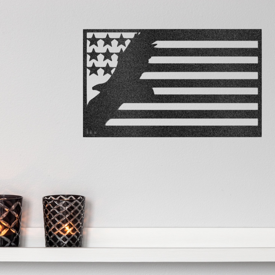 American Flag with Soaring Eagle Metal Wall Sign| Patriotic Metal Wall Art| Gift Idea for Him| War Veteran Gift Idea