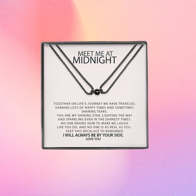 Meet Me At Midnight Discoball Magnetic Necklace Set, Magnetic Necklace Gift for Best Friend, Matching Lover Necklace, 2 pcs Couple Necklace