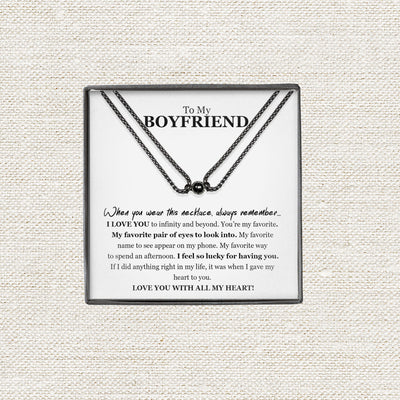 To My Boyfriend Magnetic Promise Couple Necklace Set 2pcs | You Are My Favorite Magnetic Promise Necklace | Promise Couple Necklace | Romantic Necklace Gift for Boyfriend