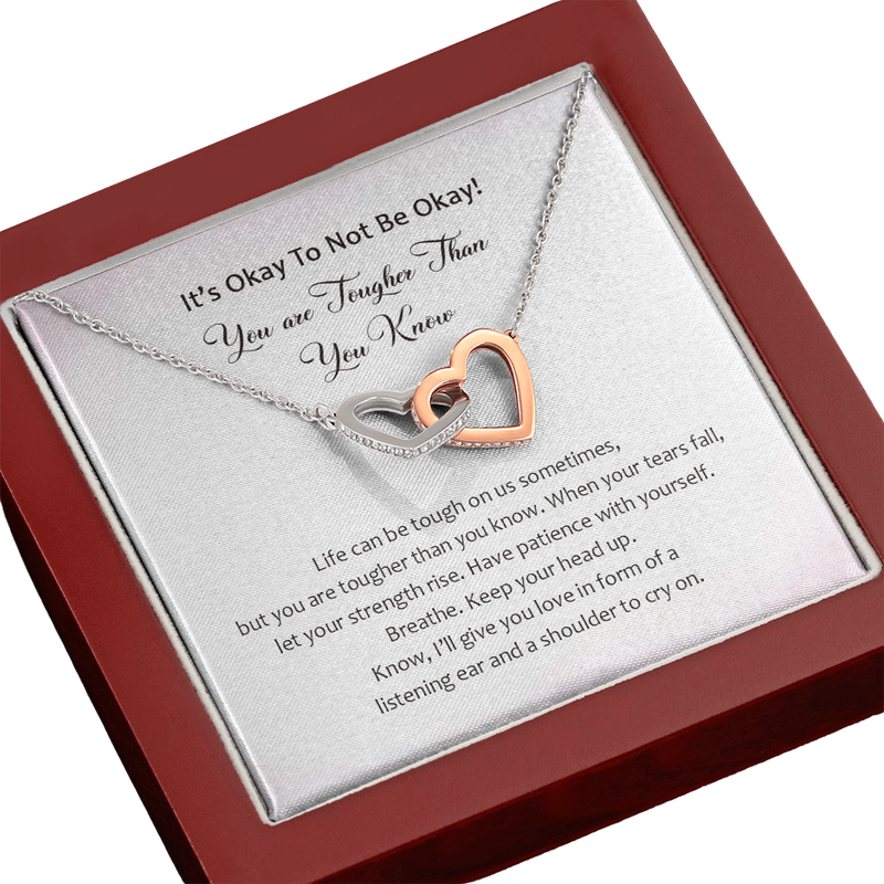 It's Okay Not To Be Okay You Are Tougher Than You Know Interlocked Heart Necklace | Loss of Baby Gift |  Pregnancy Loss Gift | Sorry For Your Loss Gift