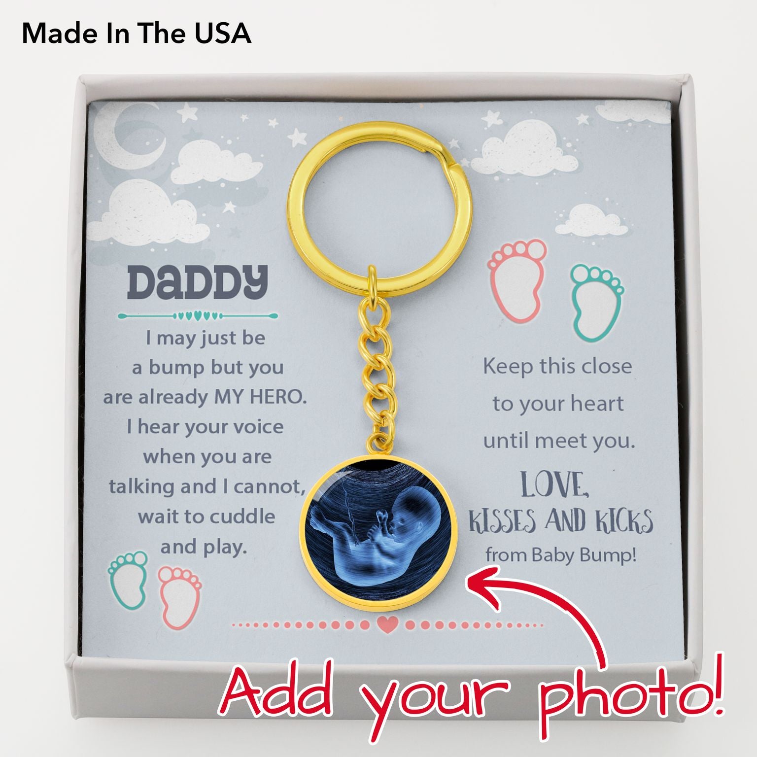 Daddy I Hear Your Voice When You Are Talking Sonogram Keepsake Keychain Gift From Baby Bump |  First Father's Day |  Daddy To be Gift