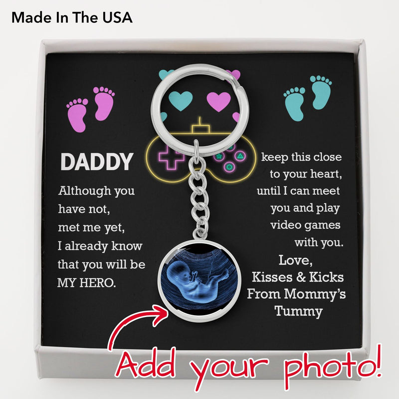 Daddy Keep This Close To Your Heart Sonogram Keepsake Keychain Gift From Baby Bump |  First Father's Day |  Daddy To be Gift