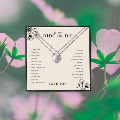 Ride Or Die Necklace Set for Two, Split Heart Best Friend Necklace to Share, Layering necklace