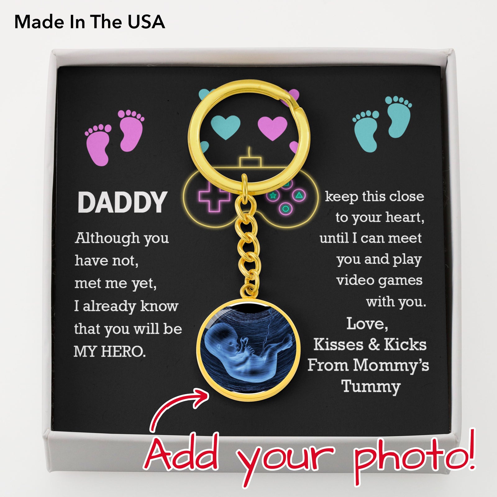 Daddy Keep This Close To Your Heart Sonogram Keepsake Keychain Gift From Baby Bump |  First Father's Day |  Daddy To be Gift