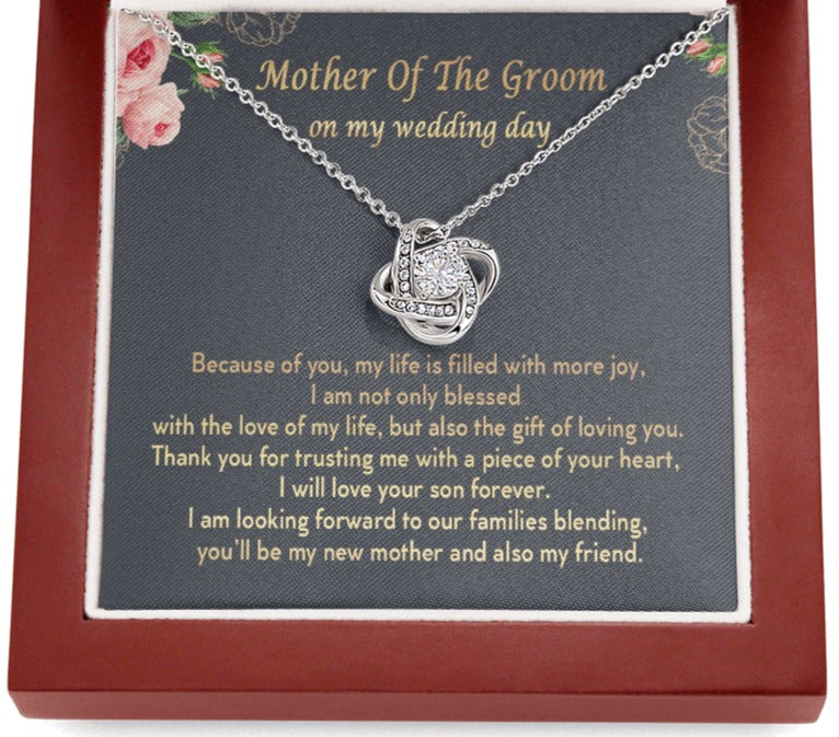 Mother Of The Groom My Life Is Filled With More Joy Love Knot Necklace | Mother In Law Gift |  Bride to Mother In Law Gift