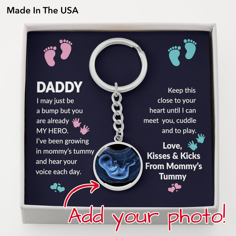 Daddy I Hear Your Voice Each Day Sonogram Keepsake Keychain Gift From Baby Bump |  First Father's Day |  Daddy To be Gift