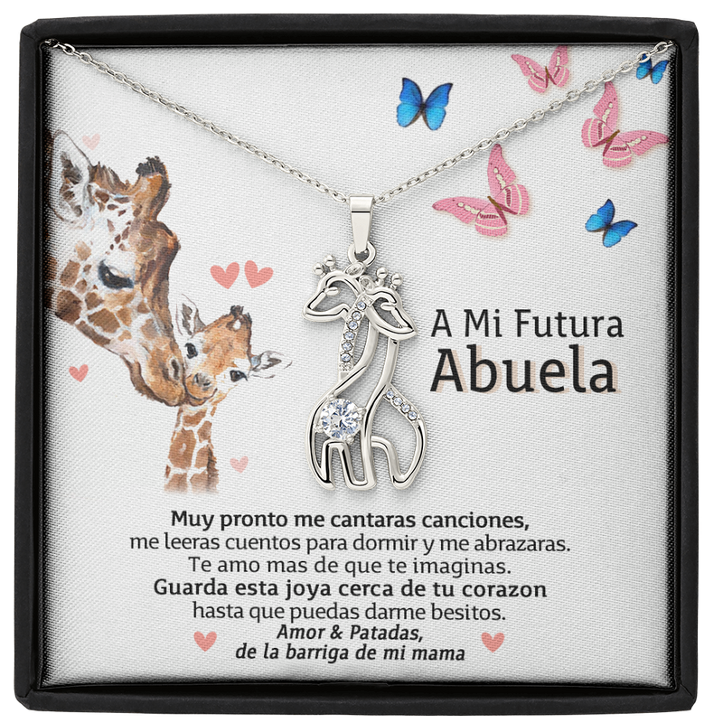 A Mi Futura Abuela Giraffe Necklace / Regalo Para Futura Abuela / To My Future Grandma Spanish / Pregnancy Reveal Necklace Gif