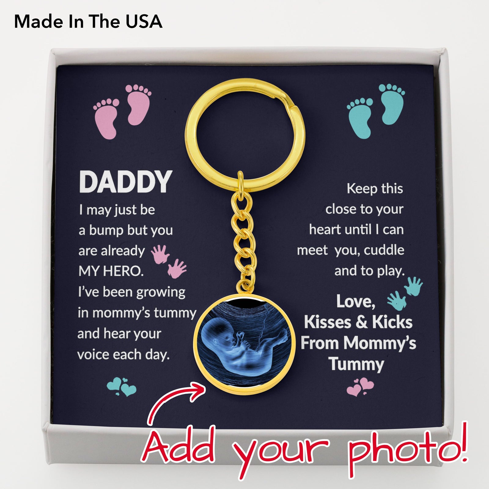 Daddy I Hear Your Voice Each Day Sonogram Keepsake Keychain Gift From Baby Bump |  First Father's Day |  Daddy To be Gift