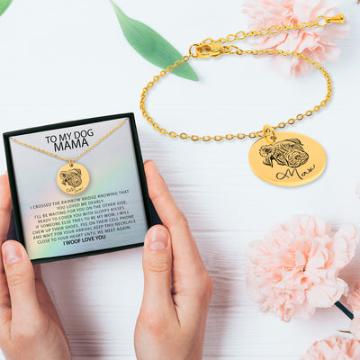 To My Dog Mama Personalized Memorial Pet Portrait Bracelet | Rainbow Bridge Dog Bracelet | Loss of Dog Memorial Gift | Dog Loss Gift | Pet Bracelet