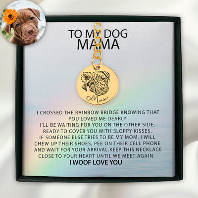 Pet Portrait To My Dog Mama Personalized Memorial Pet Portrait Keychain | Rainbow Bridge Dog Keychain | Loss of Dog Memorial Gift | Dog Loss Gift | Pet KeychainKeychain