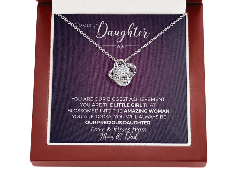 To Our Daughter You Are Our Biggest Achievement Love Knot Necklace | Daughter Birthday, Christmas, Graduation Gift | For Our Daughter Necklace