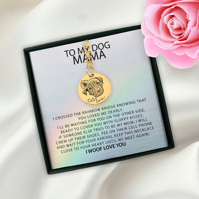 Pet Portrait To My Dog Mama Personalized Memorial Pet Portrait Keychain | Rainbow Bridge Dog Keychain | Loss of Dog Memorial Gift | Dog Loss Gift | Pet KeychainKeychain