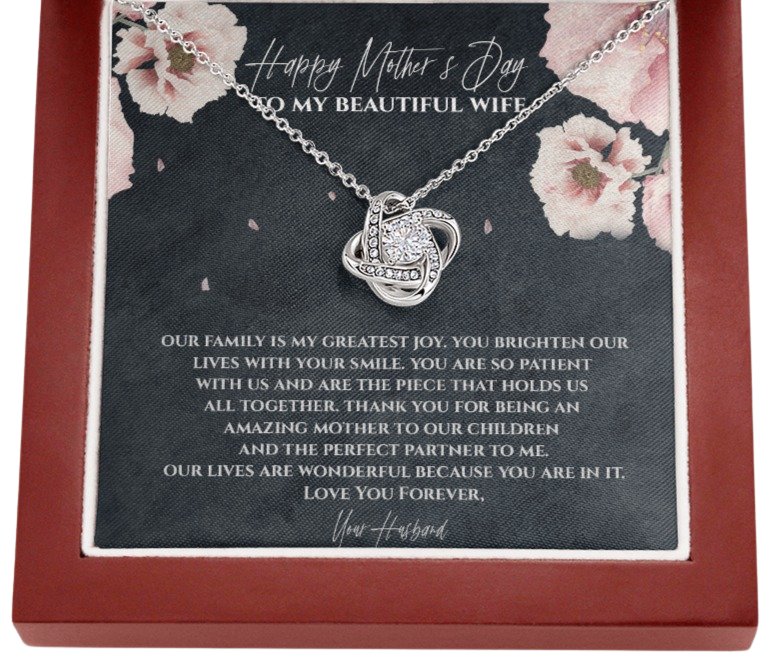 Happy Mother's Day To My Beautiful Wife Love Knot Necklace | Mother's Day Gift For Wife