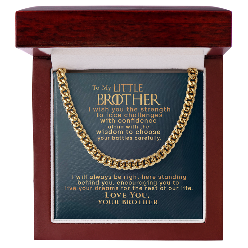 To My Little Brother Live Your Dreams Chain Necklace | Gift For Little Brother from Brother, Christmas Gift For Brother, Birthday Gift