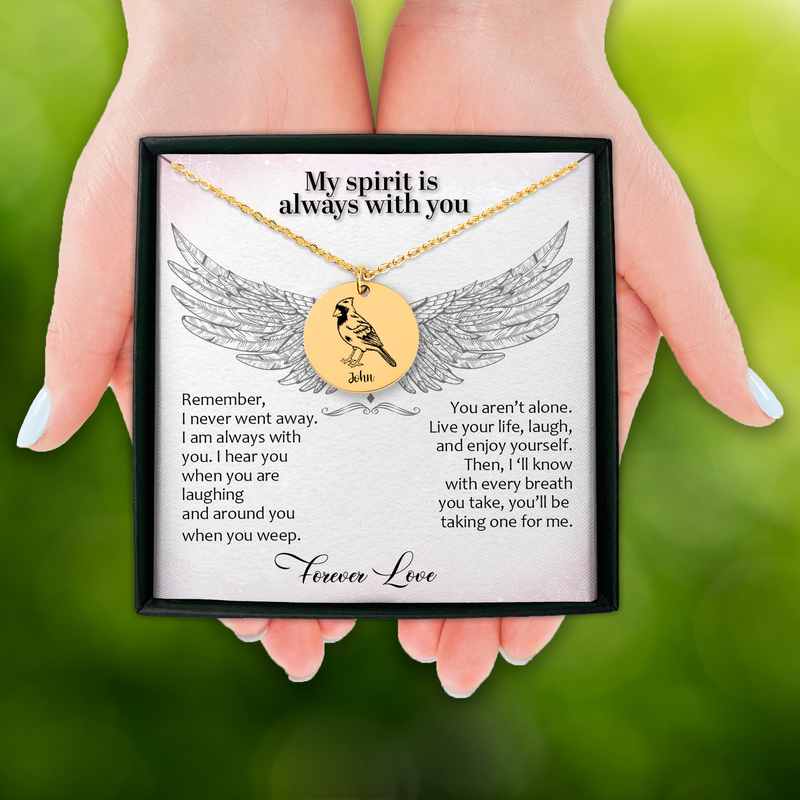 Personalized Cardinal Always Near Necklace, Memorial Gift, Remembrance Gift, Condolence gift, Loss of Loved One gift