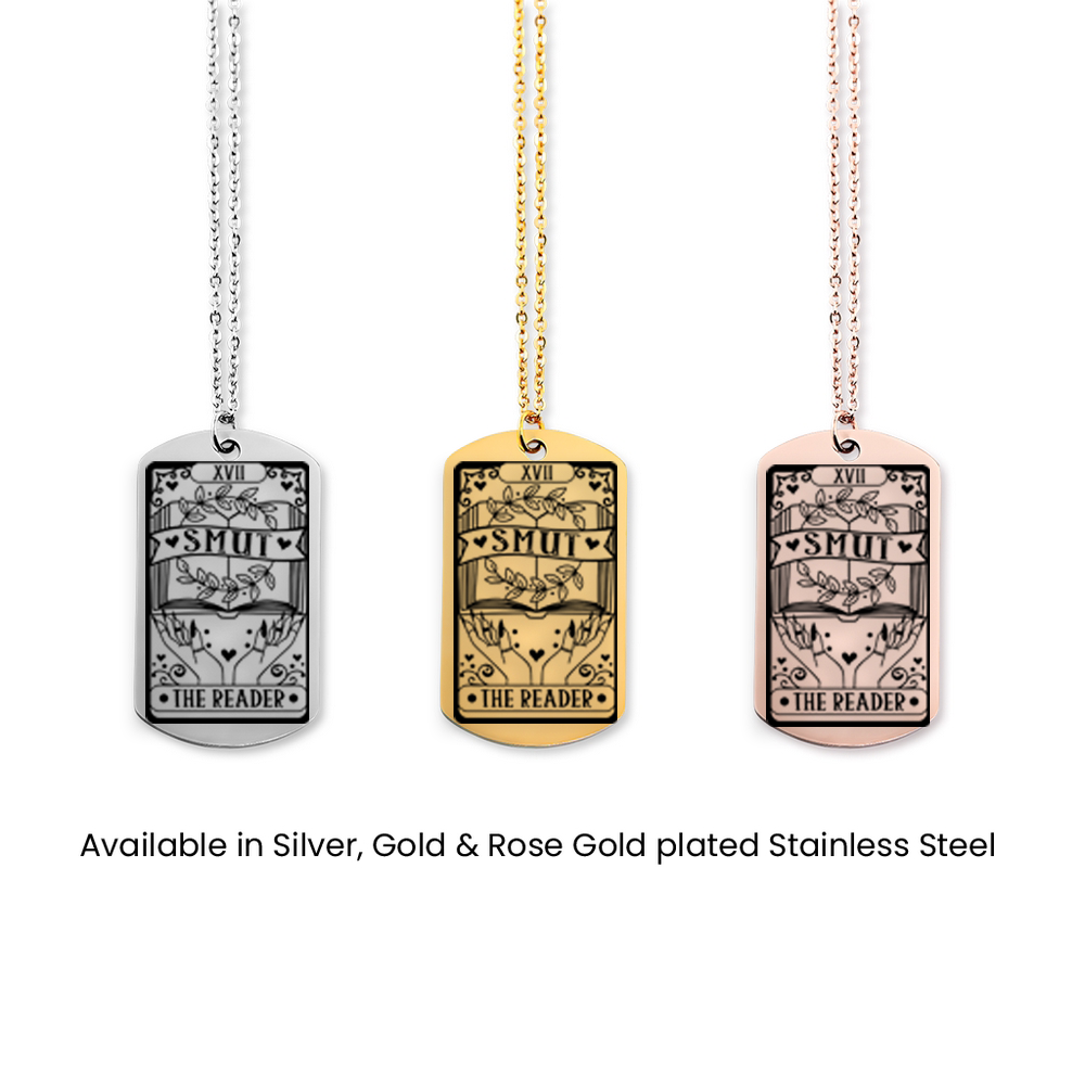Personalized SMUT Tarot Card Reader Necklace, Book Lover Necklace, The Reader Tarot Card