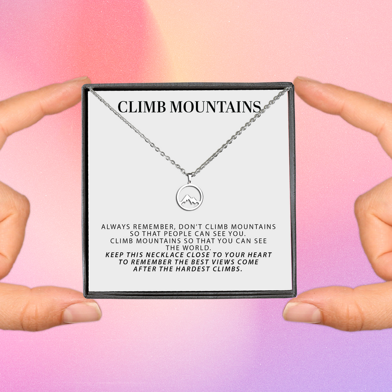 Climb Mountain Necklace, Gift for Mountain Lovers, Outdoor Jewelry, Nature Lover Gift, Mountain Jewelry, Wanderlust Necklace