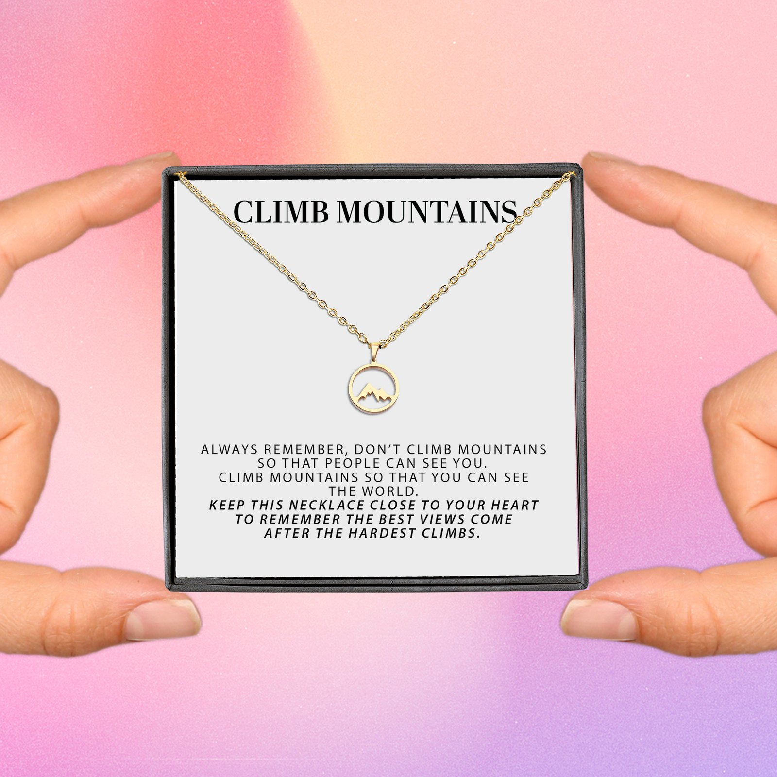 Climb Mountain Necklace, Gift for Mountain Lovers, Outdoor Jewelry, Nature Lover Gift, Mountain Jewelry, Wanderlust Necklace