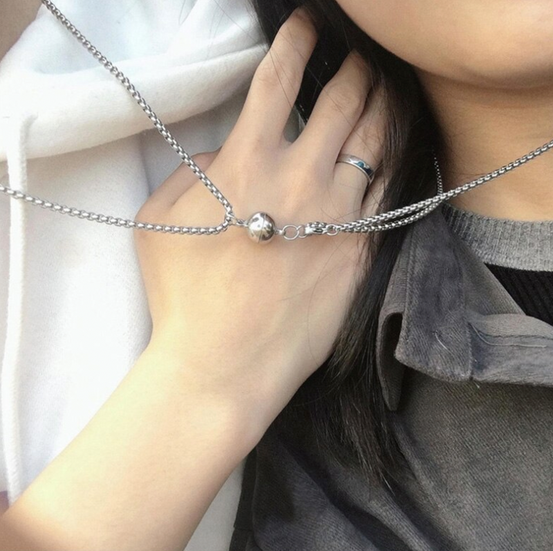 To My Boyfriend Magnetic Couple Necklace Set 2pcs, Magnetic Chain Necklace, Matching Lover Necklace, Miss You Necklace,