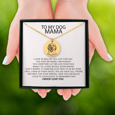 To My Dog Mama Personalized Pet Portrait Necklace | Custom Dog Mom Necklace | Funny Gift for Dog Lovers | Pet Charm Necklace for Dog Mom