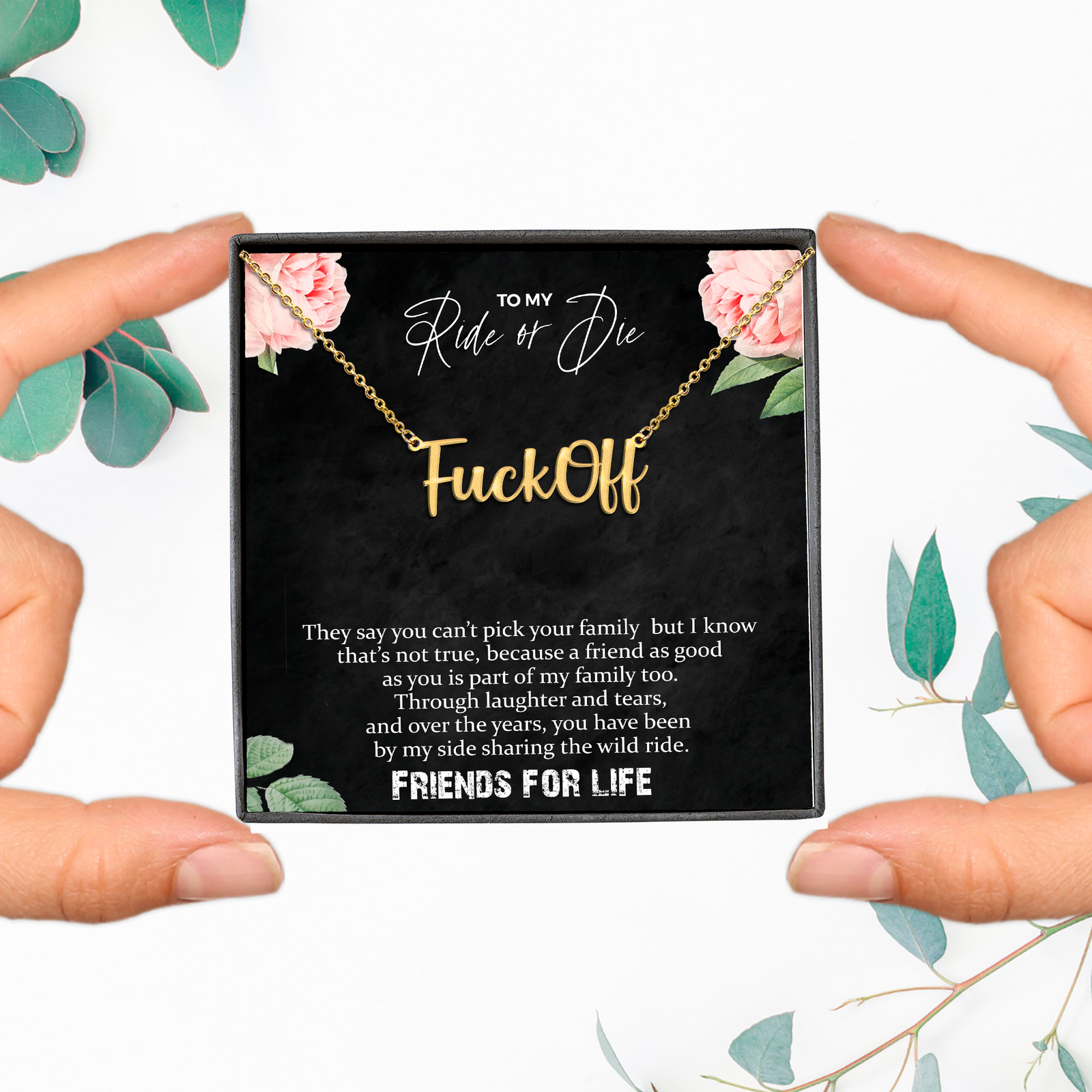 Fuck Off Cursive Necklace, Funny Fuck Off Charm, Necklace for Best Friend, Ride or Die Necklace, Birthday Gift