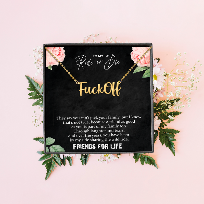 Fuck Off Cursive Necklace, Funny Fuck Off Charm, Necklace for Best Friend, Ride or Die Necklace, Birthday Gift