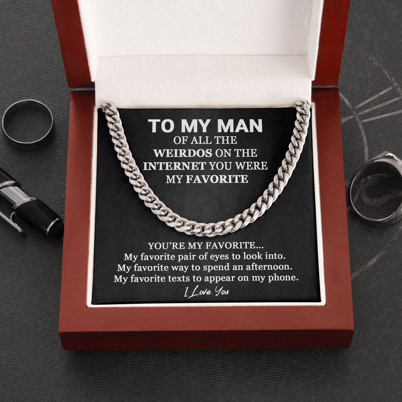 To My Man You Are My Favorite Cuban Chain Link | Birthday Gift For Husband | Anniversary Gift for Man | Husband Funny Gift