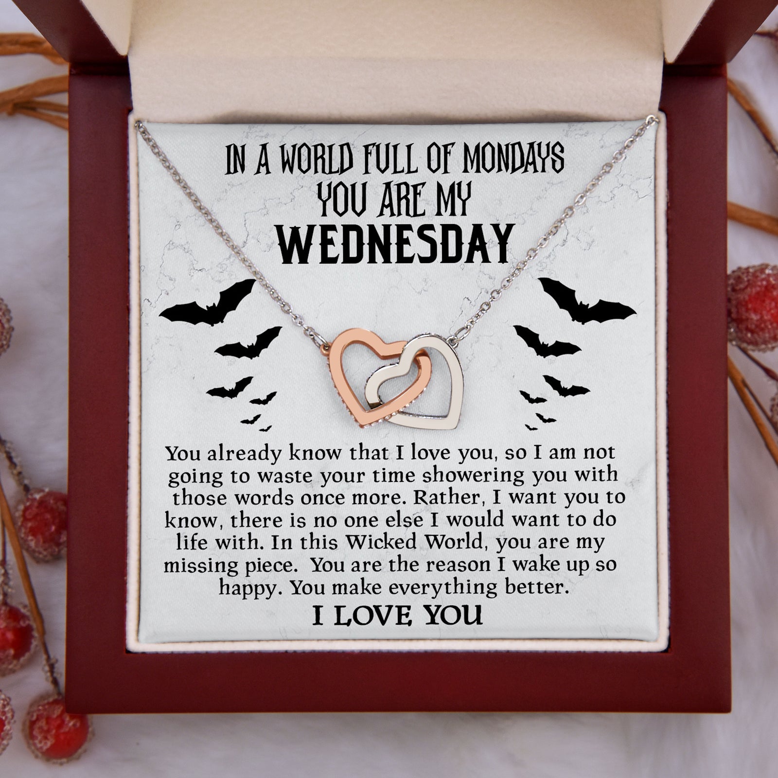 You Are My Wednesday Heart Necklace, Valentine's Day Gift For Girlfriend, Valentine's Gift For Wife, Gift For Soulmate