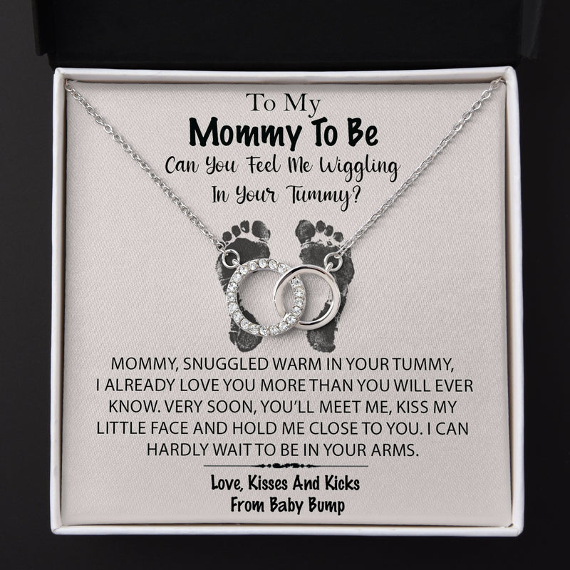 To My Mommy To Be Can You Feel Me Wiggling In Your Tummy Pair Necklace Gift | Message From Baby Bump | Gift for First Time Mom