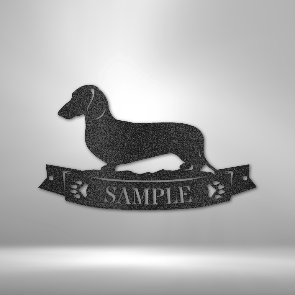 Personalized Dachshund Banner Monogram Metal Wall Sign | Kennel Wall Art| Personalized Dog Wall Art