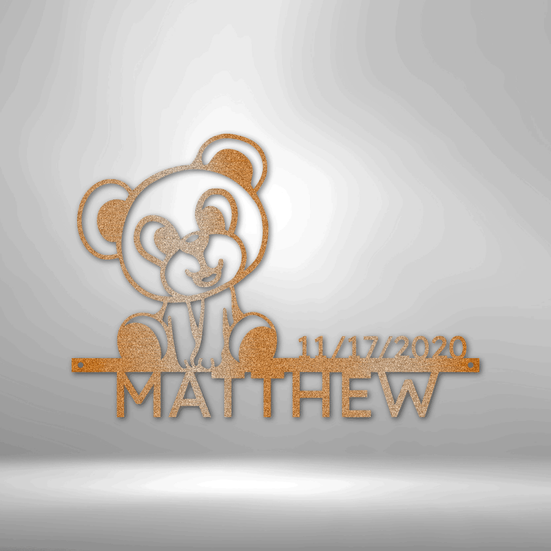 Personalized Teddy Monogram Metal Wall Art| Nursery Wall Art| Custom Childs Room Metal Wall Art