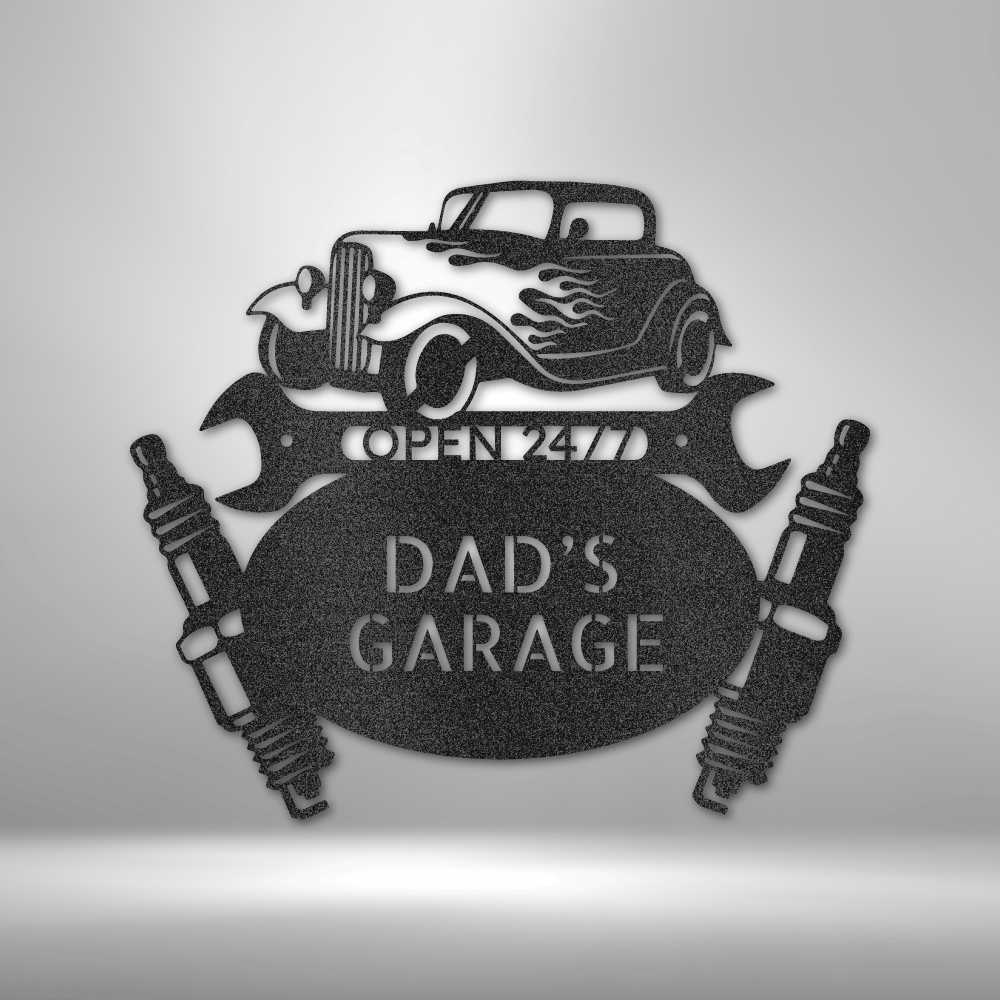 Personalized Hot Rod Mechanic Monogram Metal Wall Sign| Classic Car Metal Wall Art|