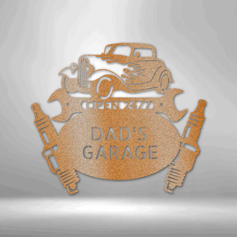 Personalized Hot Rod Mechanic Monogram Metal Wall Sign| Classic Car Metal Wall Art|