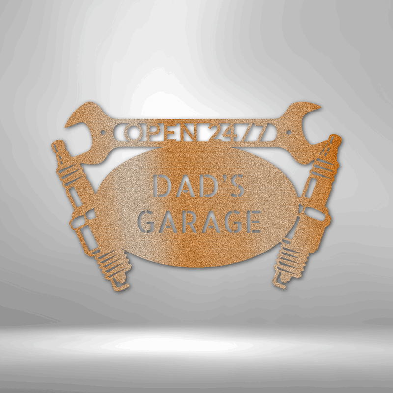 Dad's Garage Metal Wall Art Sign| Father's Day Gift Idea| Dads Garage Open 24/7 Wall Plaque