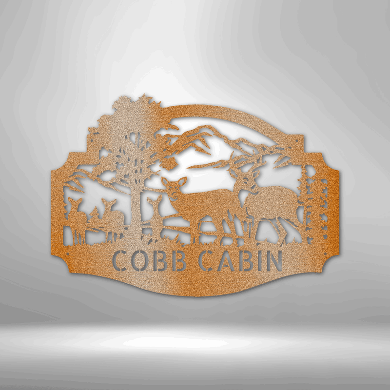 Personalized Deer Family Monogram Metal Wall Sign| Large Metal Deer Wall Art| Outdoorsy Metal Wall Art
