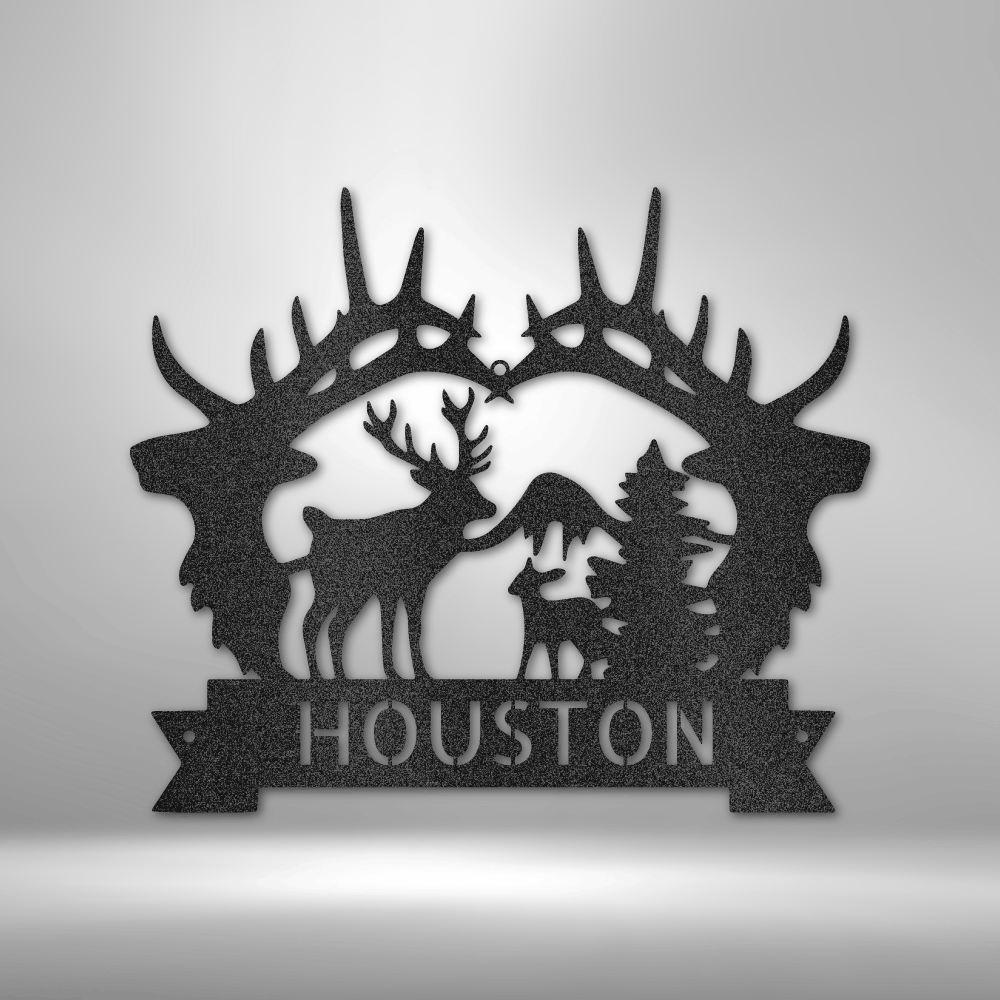 Personalized Big Antler Monogram Metal Wall Sign| Outdoorsman Metal Sign| Deer Hunter Gift Idea | Cabin or Lake house Decor
