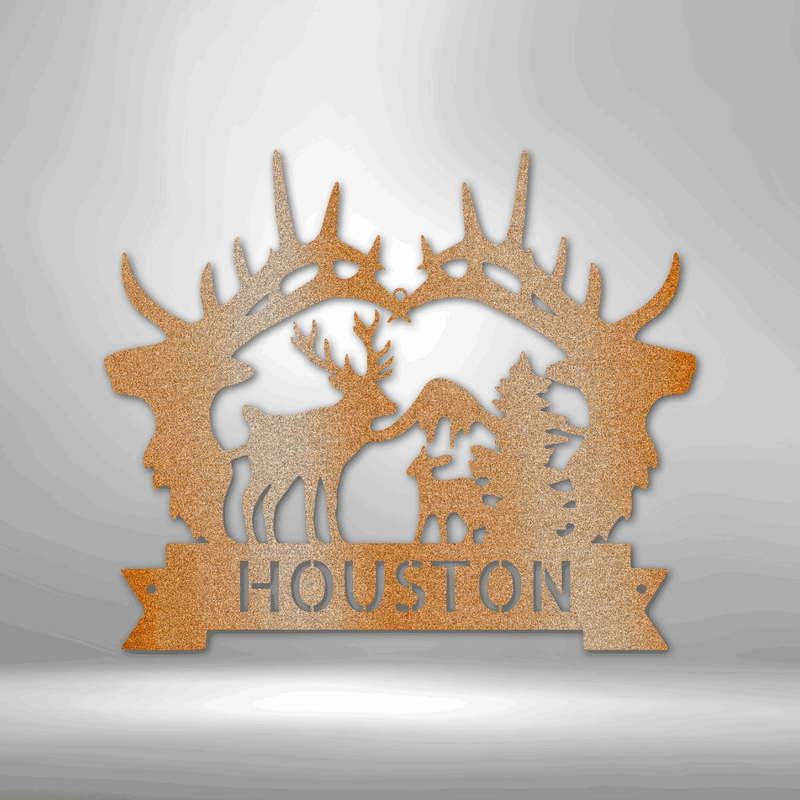 Personalized Big Antler Monogram Metal Wall Sign| Outdoorsman Metal Sign| Deer Hunter Gift Idea | Cabin or Lake house Decor