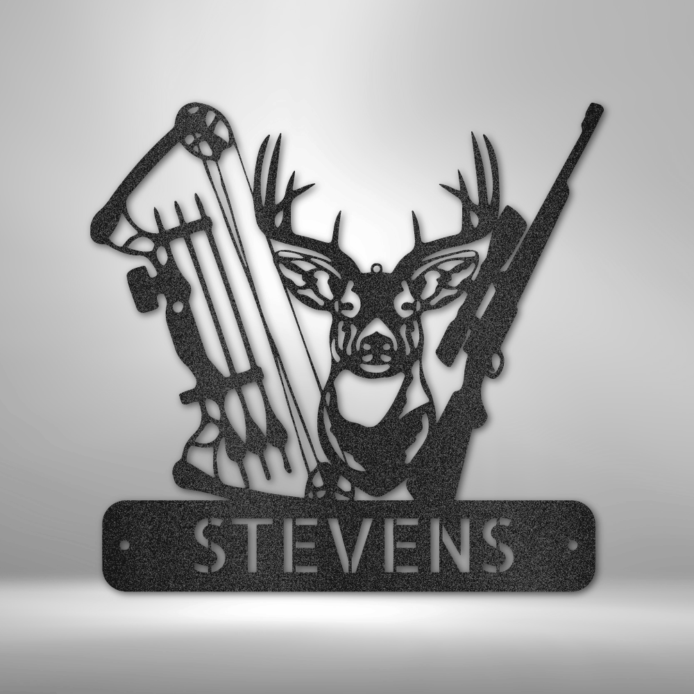 Personalized Deer Hunter Monogram Metal Wall Sign | Hunter Wall Art | Wild Game Wall Art | Birthday Gift Idea For Him